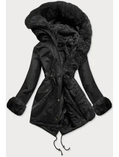 Dámska zimná bunda s medvedíkom čierna (br529-101)