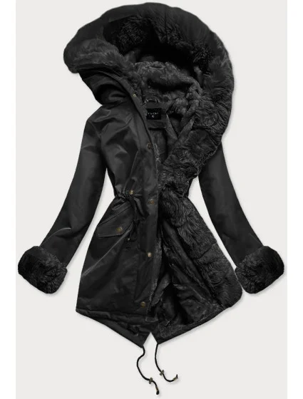 Dámska zimná bunda s medvedíkom čierna (br529-101)