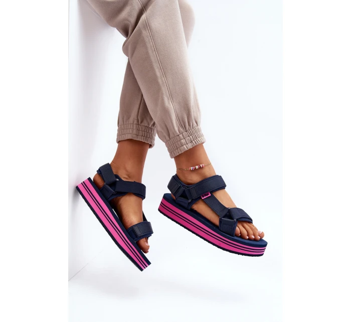 Damskie Sandały Na Platformie Lee Cooper LCW-24-05-2754L Granatowe