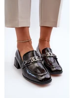 Lakierowane Czółenka Na Klocku Czarne S.Barski MR38-960