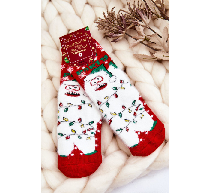 Detské vianočné bavlnené termoaktívne ponožky Yeti Red