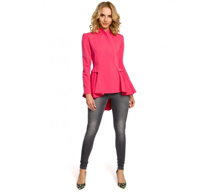 Asymetrický frak s golierom a zapínaním na gombíky M165 - čierny - Moe