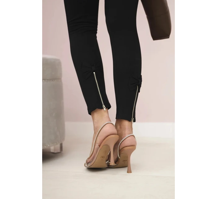 Bavlněné kalhoty s mašlí černé - Kesi