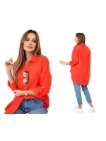 Dámska mušelínová košeľa 208 Červená - K-Fashion