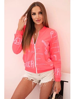Dámská bavlněná mikina model 22074814 neonově růžová - Kesi