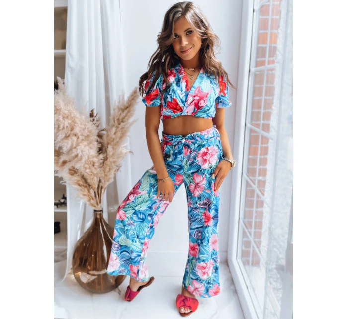 Dámsky vzorovaný tyrkysový top FLOWER BOOM FashionStreet RY2230