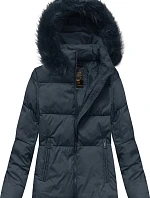 Dámska krátka zimná prešívaná bunda Dark Blue (7694)