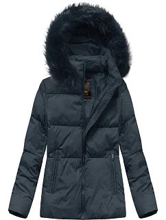 Dámska krátka zimná prešívaná bunda Dark Blue (7694)