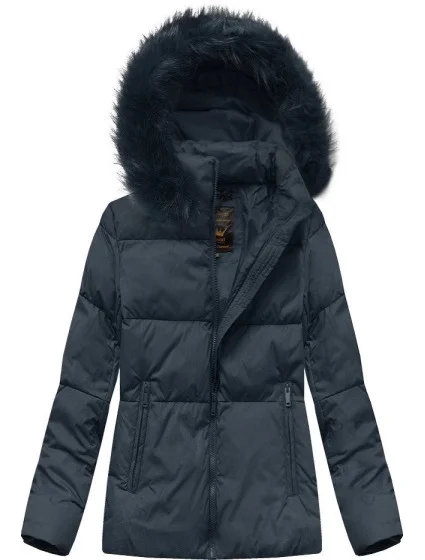 Dámska krátka zimná prešívaná bunda Dark Blue (7694)