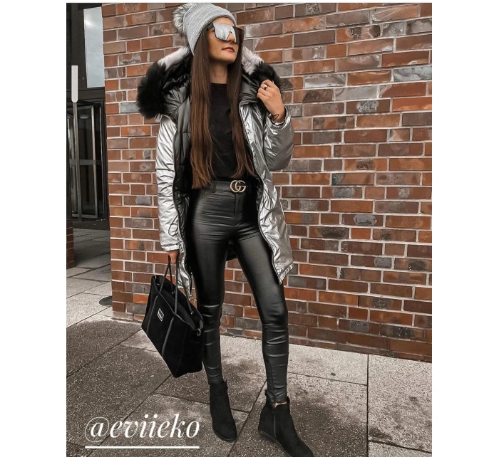 Čierna obojstranná dámska zimná bunda (1908)