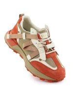 Dámské kožené tenisky béžové a oranžové model 21904648 - Goe