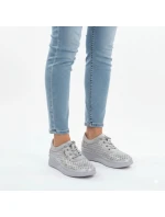 Dámské kožené polobotky na podpatku šedé model 22021895 - VINCEZA