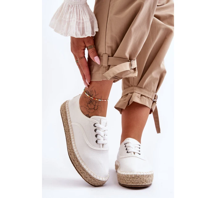 Sznurowane Trampki Espadryle Big Star LL274833 Białe Sznurowane Trampki Espadryle Big Star LL274833 Białe