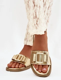 Dámské nazouváky na ploché podrážce s zlatým přezkou Melivra