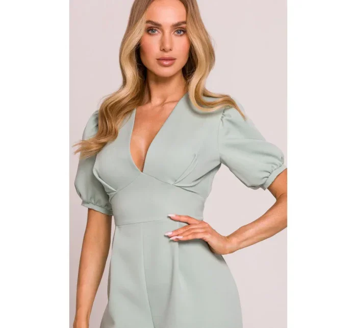 model 20970734 Kombinéza s puff rukávy mátová - Moe