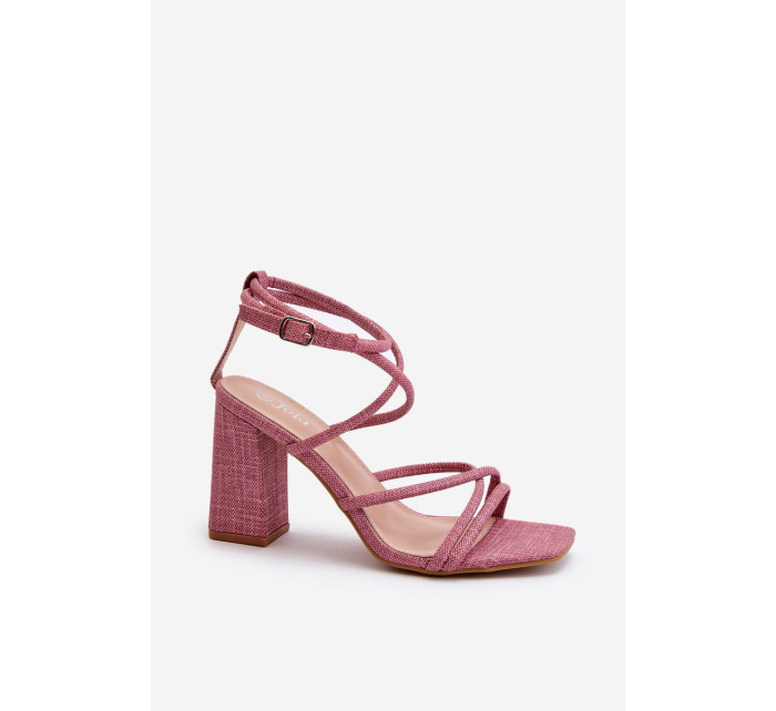 Ružové sandále na vysokom podpätku Herfiana s remienkami
