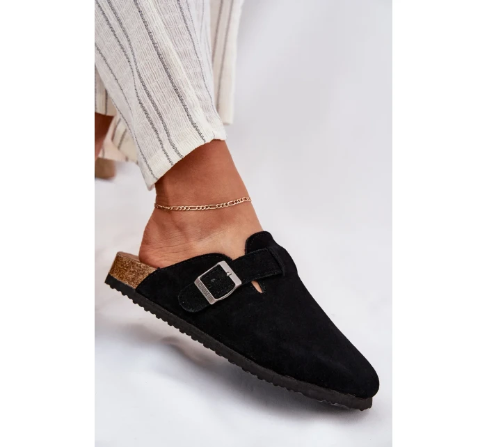 Dámske semišové papuče s prackou Big Star - čierne