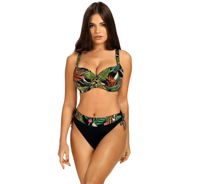 Dámské dvoudílné plavky 5 černé s květinovým vzorem model 19672779 - Self Dámské dvoudílné plavky 5 černé s květinovým vzorem model 19672779 - Self
