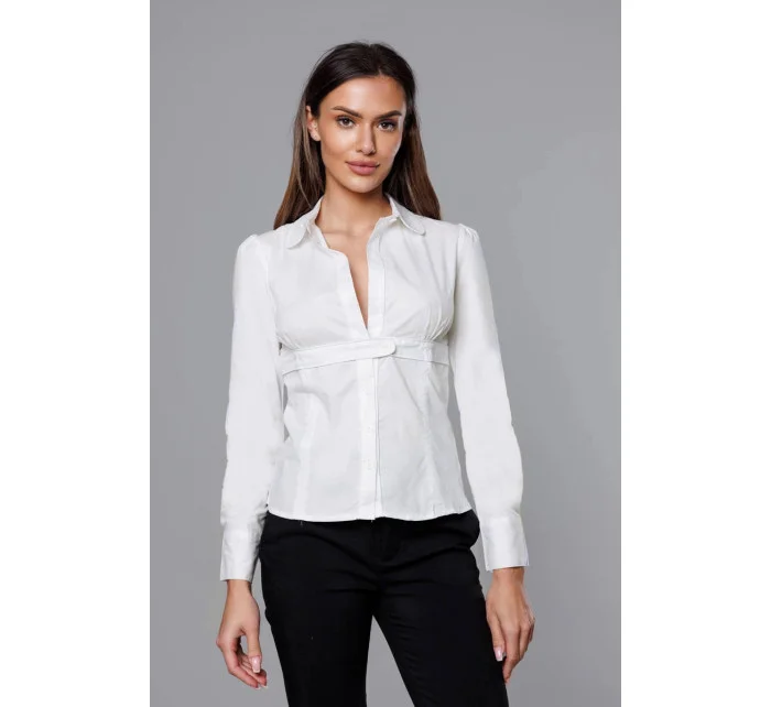Bílá dámská košile se pro zapínání ve výstřihu model 18406802 - S&G Collection