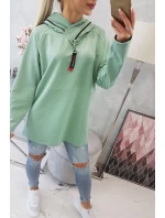 Tmavo mätová tunika na zips s kapucňou Oversize Tmavo mätová tunika na zips s kapucňou Oversize