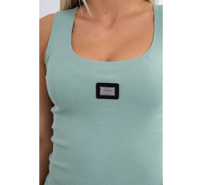 Rebrovaná blúzka s tmavo mätovým leskom Rebrovaná blúzka s tmavo mätovým leskom