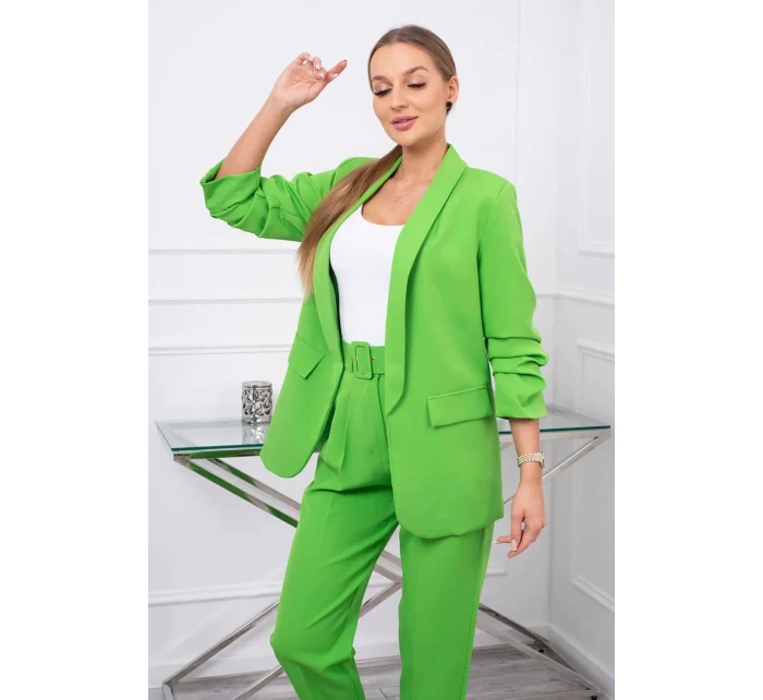 Elegantní souprava saka a kalhot světle zelené barvy