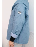 Dámska jarná prešívaná bunda s kapucňou a džínsovým zipsom, denim Dámska jarná prešívaná bunda s kapucňou a džínsovým zipsom, denim