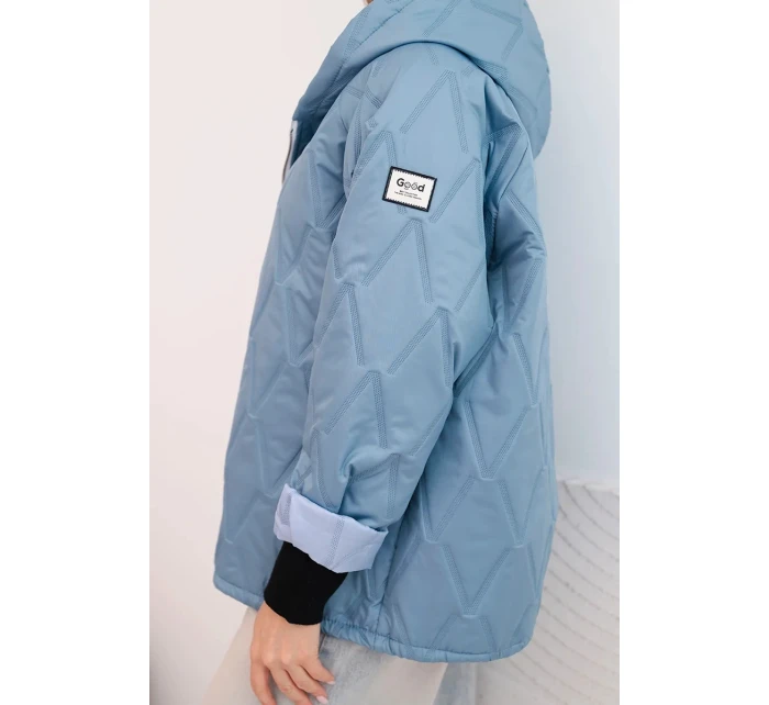 Dámska jarná prešívaná bunda s kapucňou a džínsovým zipsom, denim Dámska jarná prešívaná bunda s kapucňou a džínsovým zipsom, denim