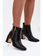 Dámské kotníkové boty na podpatku z eko kůže černé model 21747901 - Boto