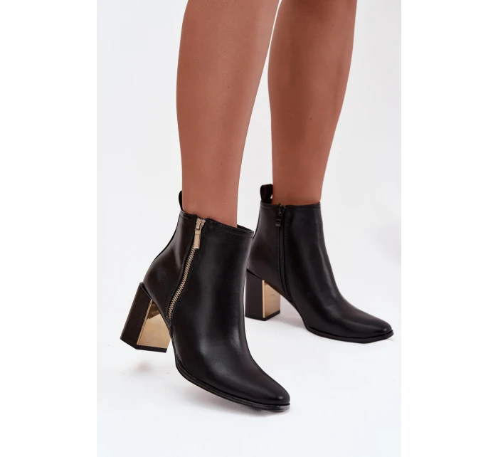 Dámské kotníkové boty na podpatku z eko kůže černé model 21747901 - Boto