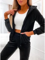 Čierna dámska tepláková súprava s kapucňou na zips (829)