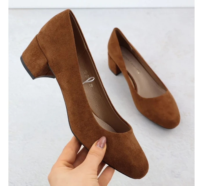 Camel semišové lodičky na klinoch Sergio Leone PB291