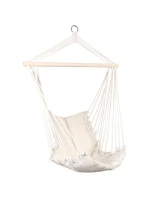 BRAZÍLSKA ZÁVESNÁ SEDACIA SEDAČKA HAMAK 100x50 cm PRÍRODNÉ S PUSHION PUSH WHITE