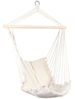 BRAZÍLSKA ZÁVESNÁ SEDACIA SEDAČKA HAMAK 100x50 cm PRÍRODNÉ S PUSHION PUSH WHITE