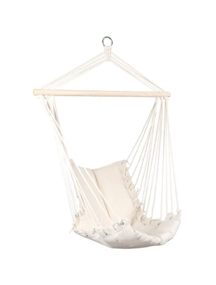BRAZÍLSKA ZÁVESNÁ SEDACIA SEDAČKA HAMAK 100x50 cm PRÍRODNÉ S PUSHION PUSH WHITE
