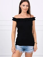 Španielska blúzka s volánikmi čierna