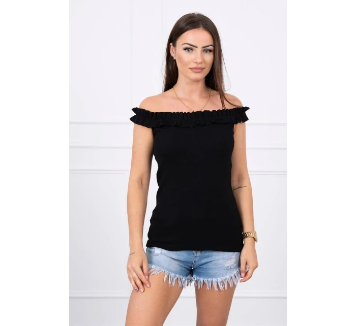 Španielska blúzka s volánikmi čierna