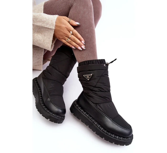 Śniegowce Damskie Na Grubej Podeszwie Czarne Lureta Śniegowce Damskie Na Grubej Podeszwie Czarne Lureta