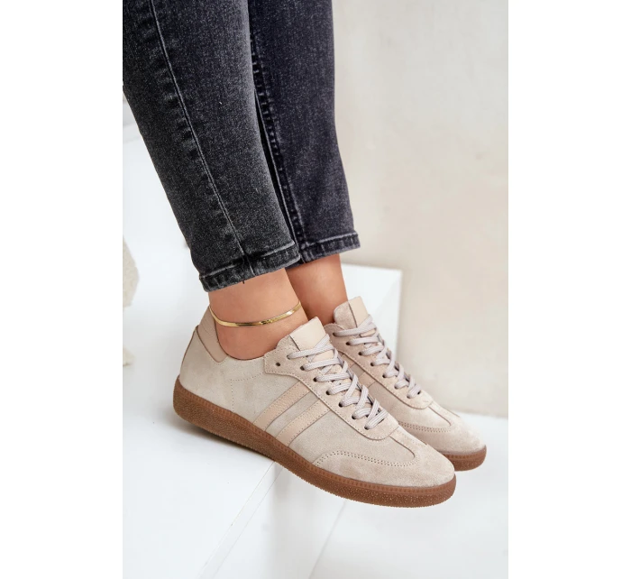 Nízké dámské semišové tenisky béžové model 21679949 - Zazoo Nízké dámské semišové tenisky béžové model 21679949 - Zazoo