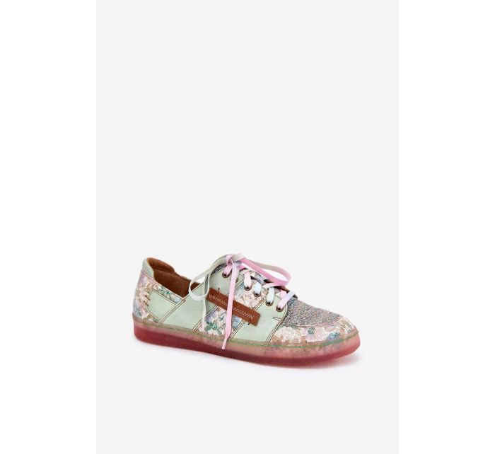 Skórzane Półbuty Damskie Maciejka 06791-09 Jasnozielone