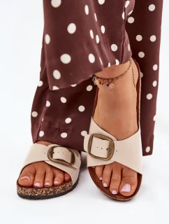 Dámské sandály na korkové platformě s přezkou béžové model 21704200 - Boto