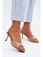 Dámské sandály na podpatku látkové Béžové model 22111314 - Boto