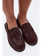 Dámské hnědé semišové mokasíny model 22348968 - VINCEZA Dámské hnědé semišové mokasíny model 22348968 - VINCEZA