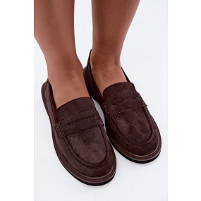 Dámské hnědé semišové mokasíny model 22348968 - VINCEZA Dámské hnědé semišové mokasíny model 22348968 - VINCEZA