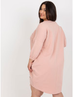 Prašné ružové oversized midi šaty s aplikáciou