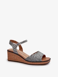 Dámske sandále na klinoch Sergio Leone bielo-čierne