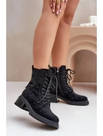 Dámske zdobené členkové topánky D&A MR880-017 Black Dámske zdobené členkové topánky D&A MR880-017 Black