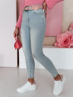 Dámske úzke džínsy s opaskom SLIMIVI modré FashionStreet UY2423