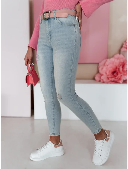 Dámské úzké džínové kalhoty s páskem modré Dstreet model 21984714 - FashionStreet