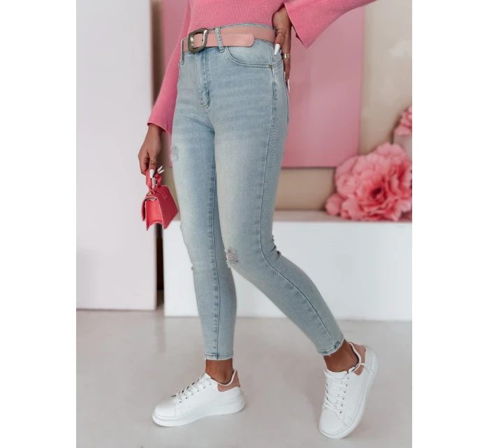 Dámské úzké džínové kalhoty s páskem modré Dstreet model 21984714 - FashionStreet